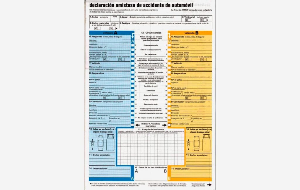 declaración amistosa de accidentes